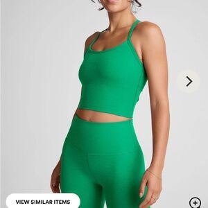 Beyond Yoga Spacedye Slim Racerback Cropped Tank in Green Grass Heather